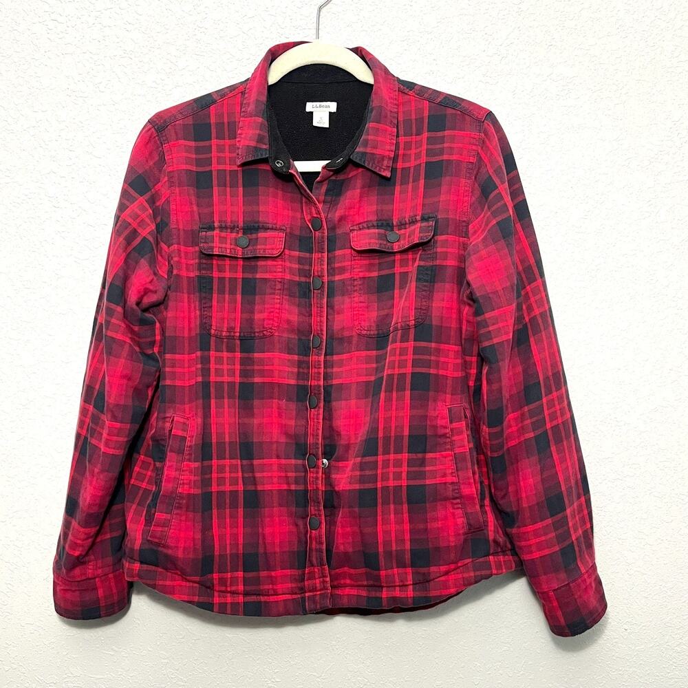 LL Bean Fleece Lined Flannel Plaid Lumberjack Jacket Small Cabincore Heritage